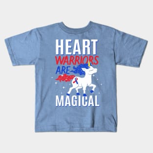 Heart Warrior Magical Unicorn Red And Blue Great Vessels CHD Kids T-Shirt